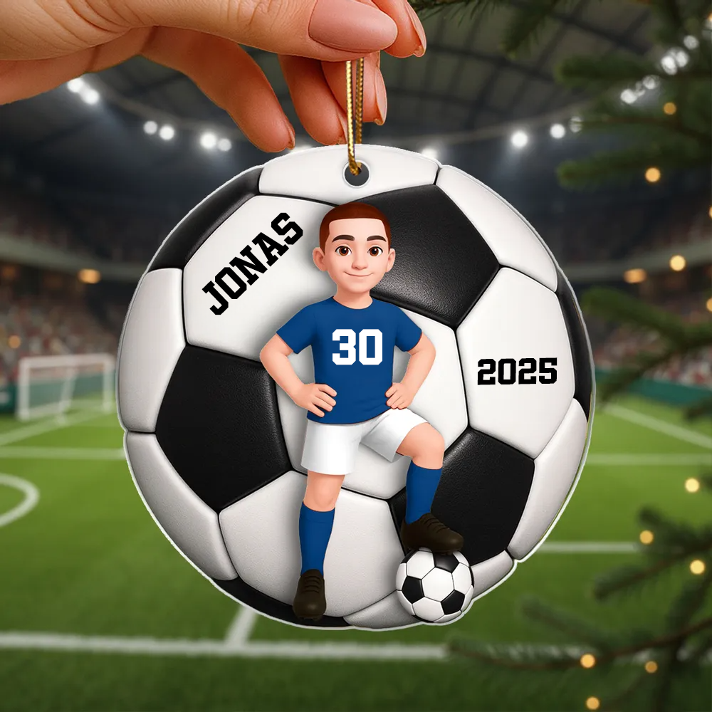 Personalisierter Acrylanhänger mit Fußballkind Geschenk für Junge und Mädchen