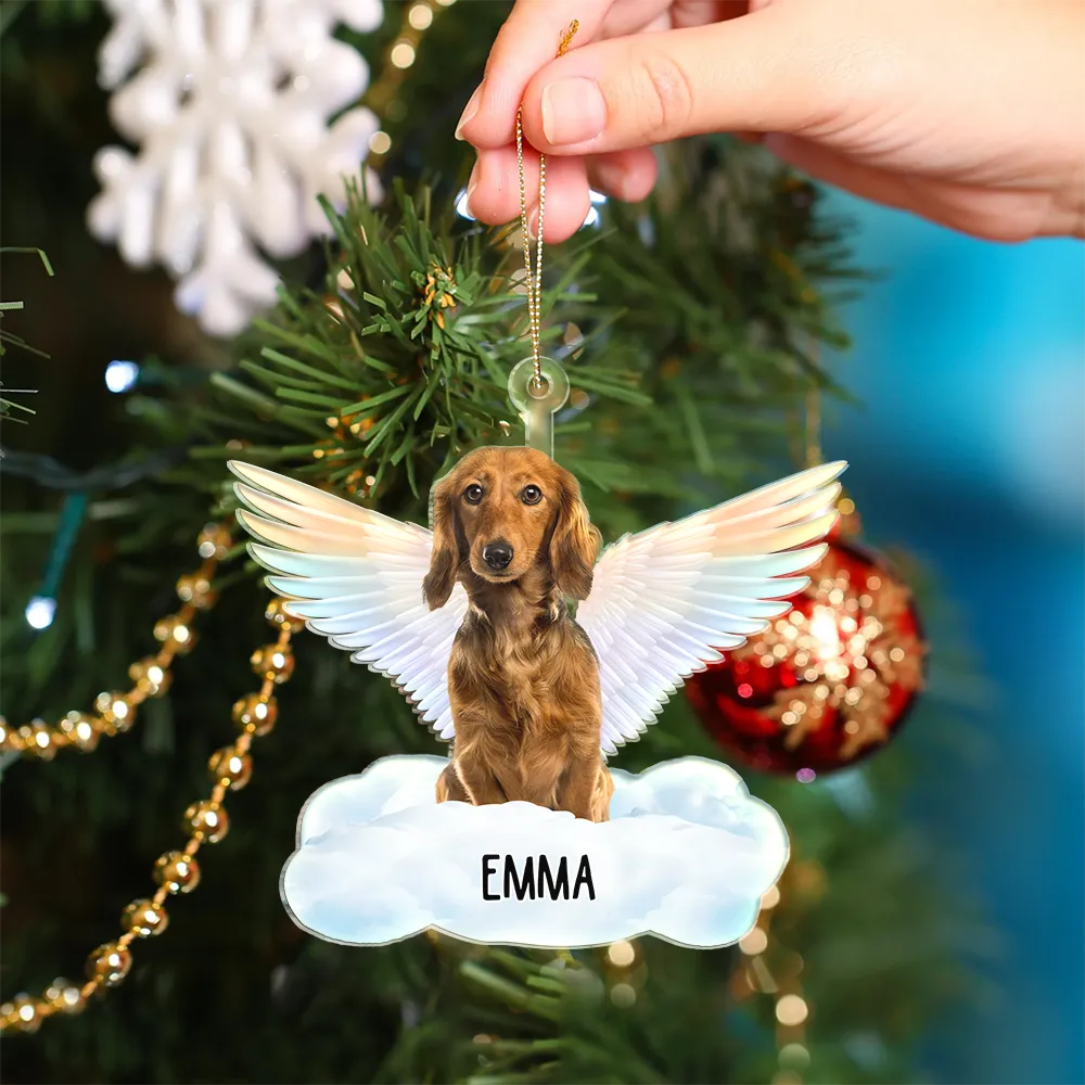 Acryl-Foto-Ornament mit Engelsflügel Christbaumschmuck zur Trauer