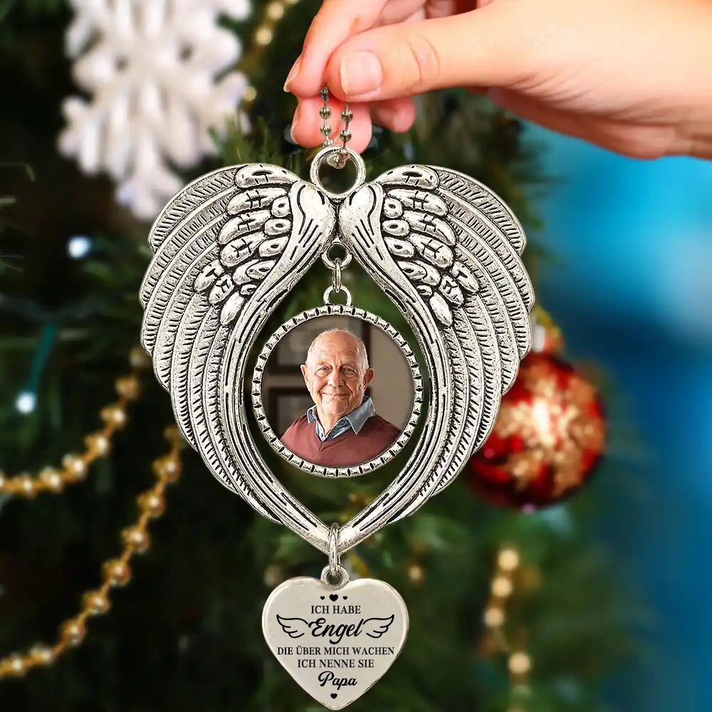 Personalisierter Engelsflügel-Anhänger mit Foto – Gedenkgeschenk „Ich habe einen Engel …“