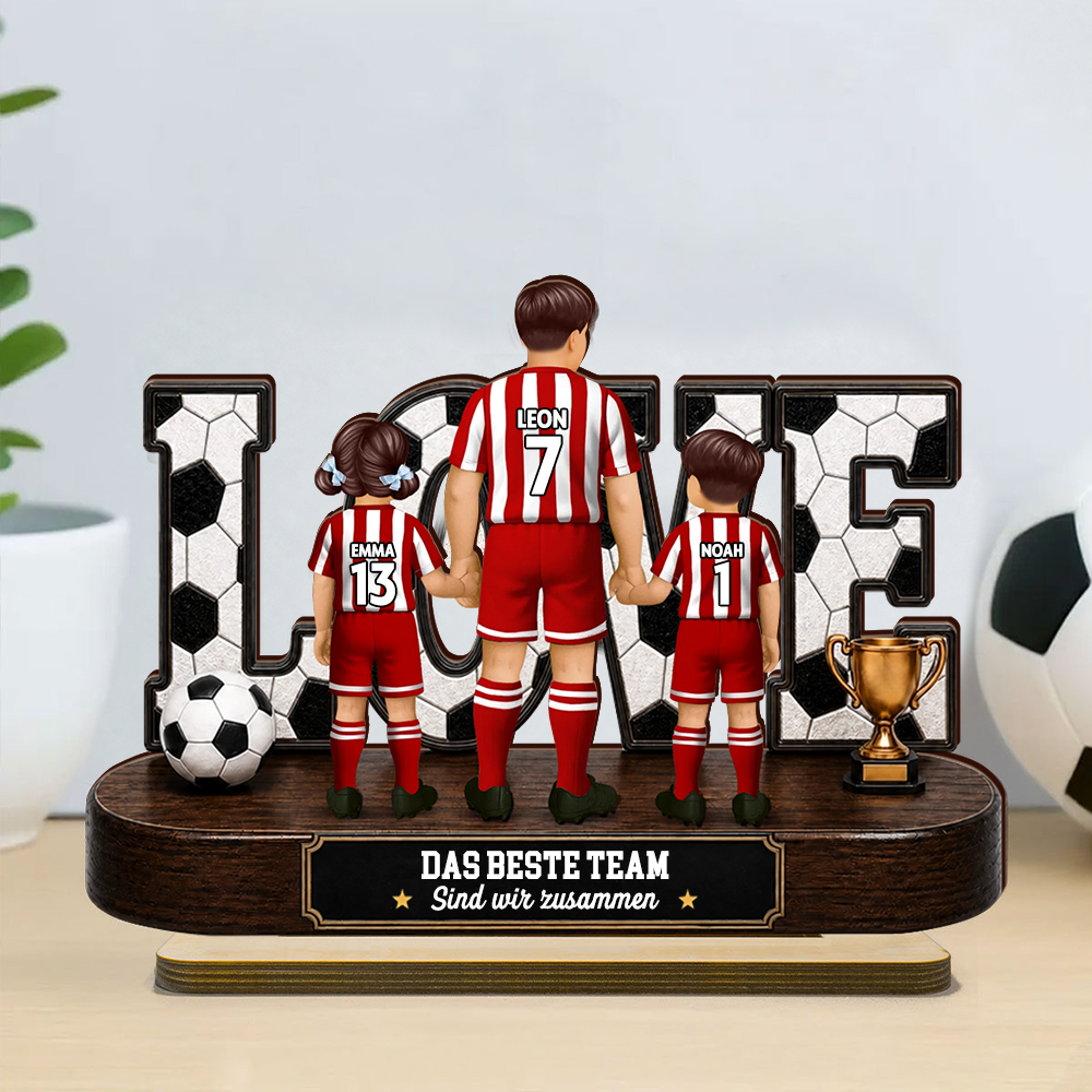 Personalisierter Holzaufsteller – Fußball-Papa & Kinder
