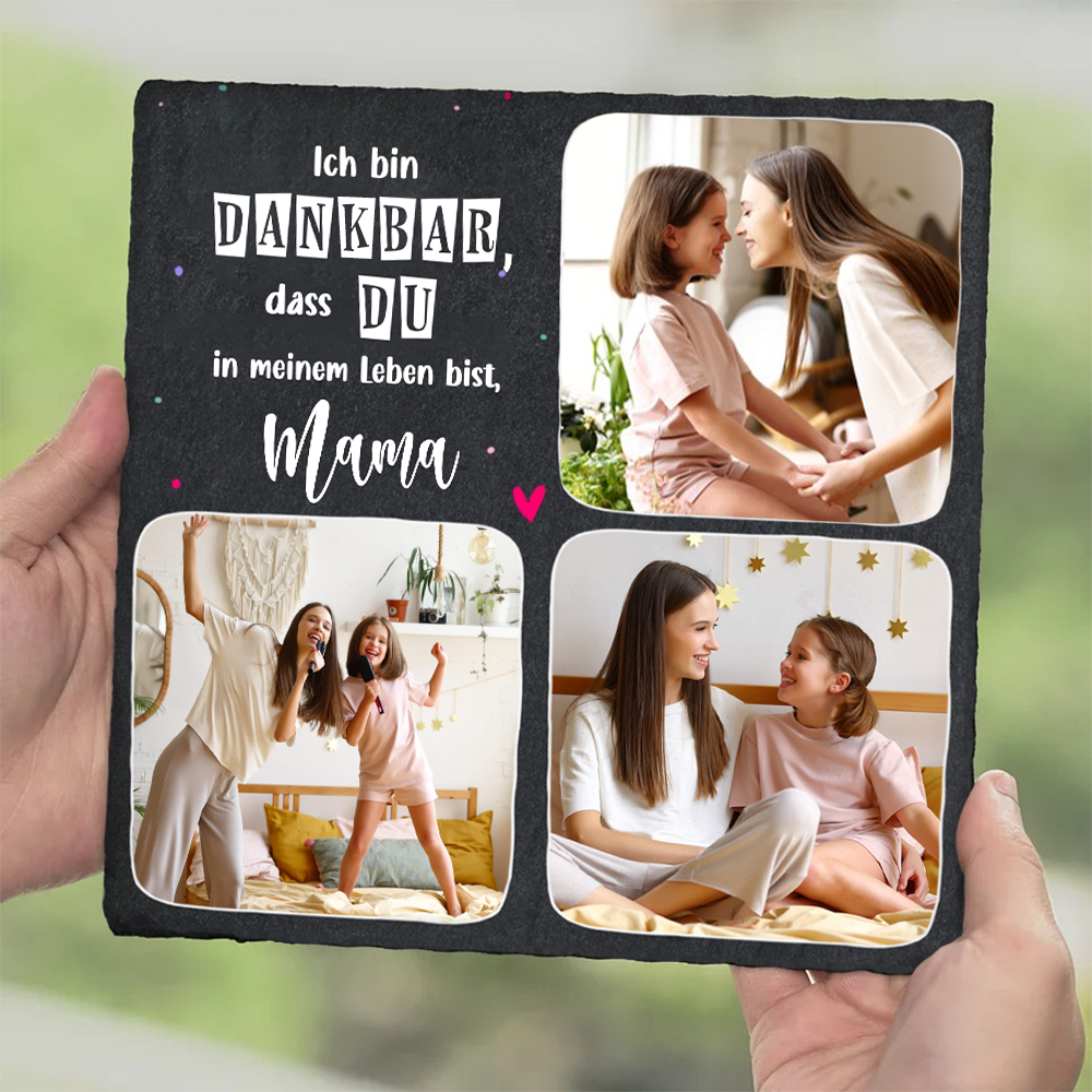 Dankeschön-Geschenke Personalisierte Schieferplatte mit Spruch und Fotos