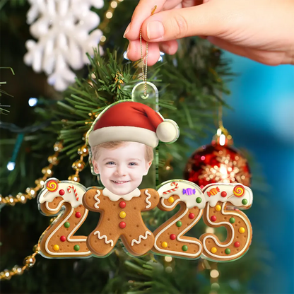 Personalisierter Acrylanhänger – „Baby 2025“ – Lustiges Lebkuchen-Design mit Foto