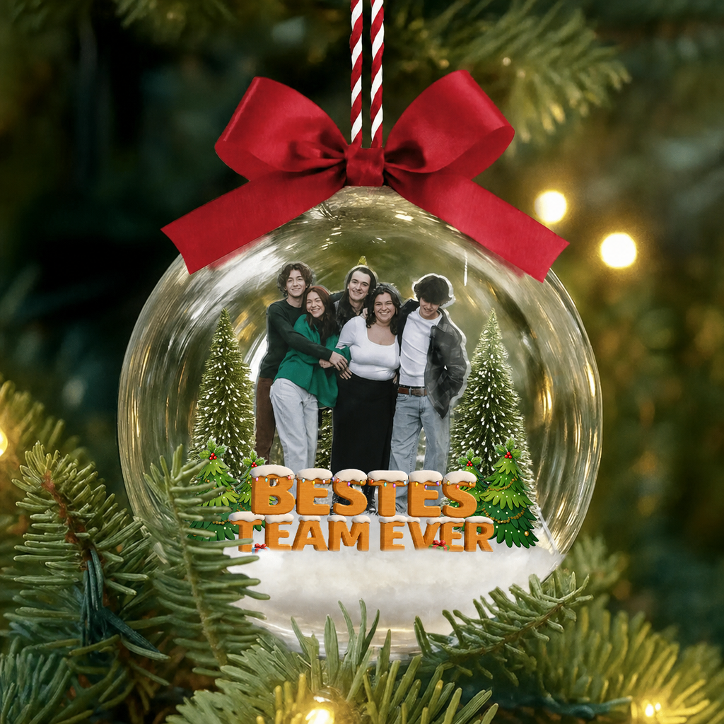 Personalisierte 3D-Weihnachtskugel mit Foto & Spruch