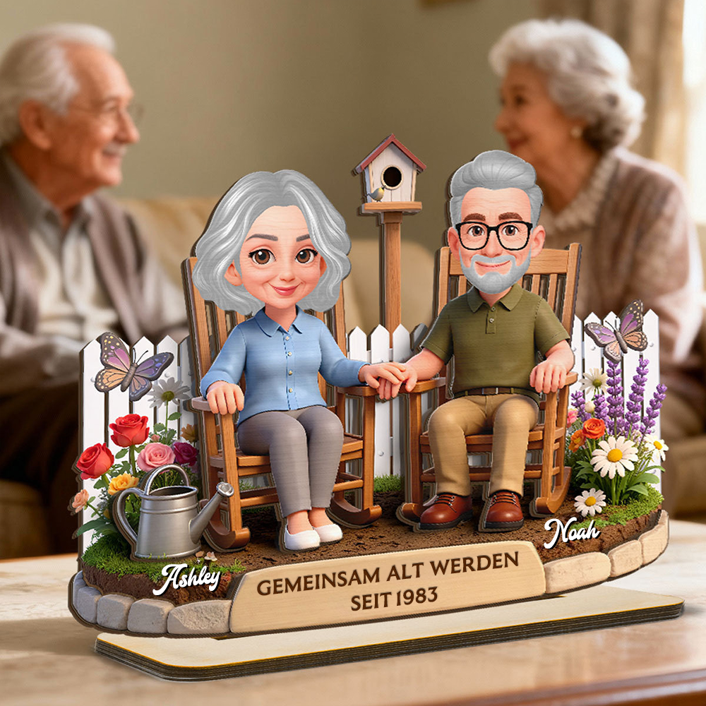 Gemeinsam Alt Werden seit.... Personalisierter Holzaufsteller mit Paar Jahrestagsgeschenk