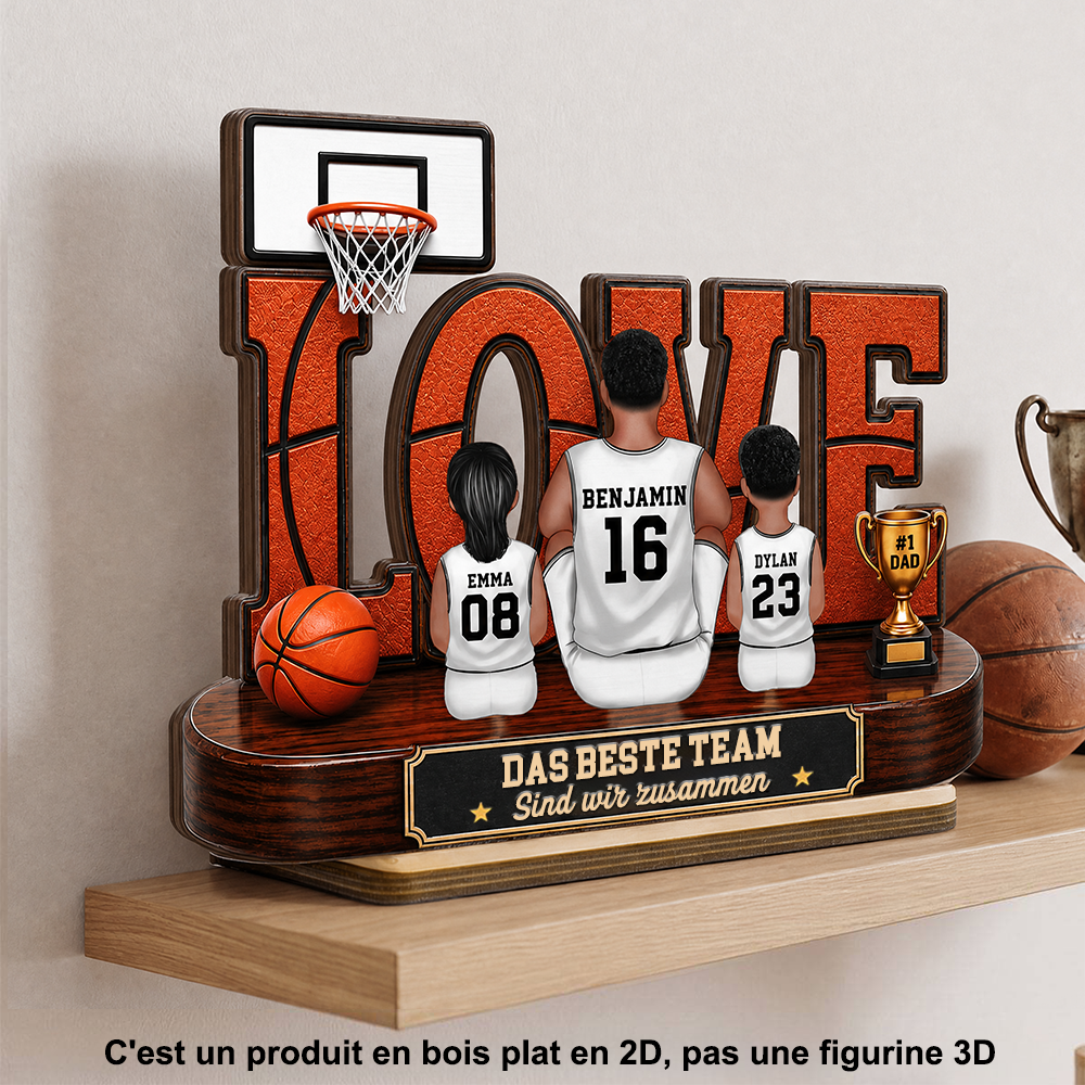 Basketballfamilie - Personalisierter Holzaufsteller für Vater