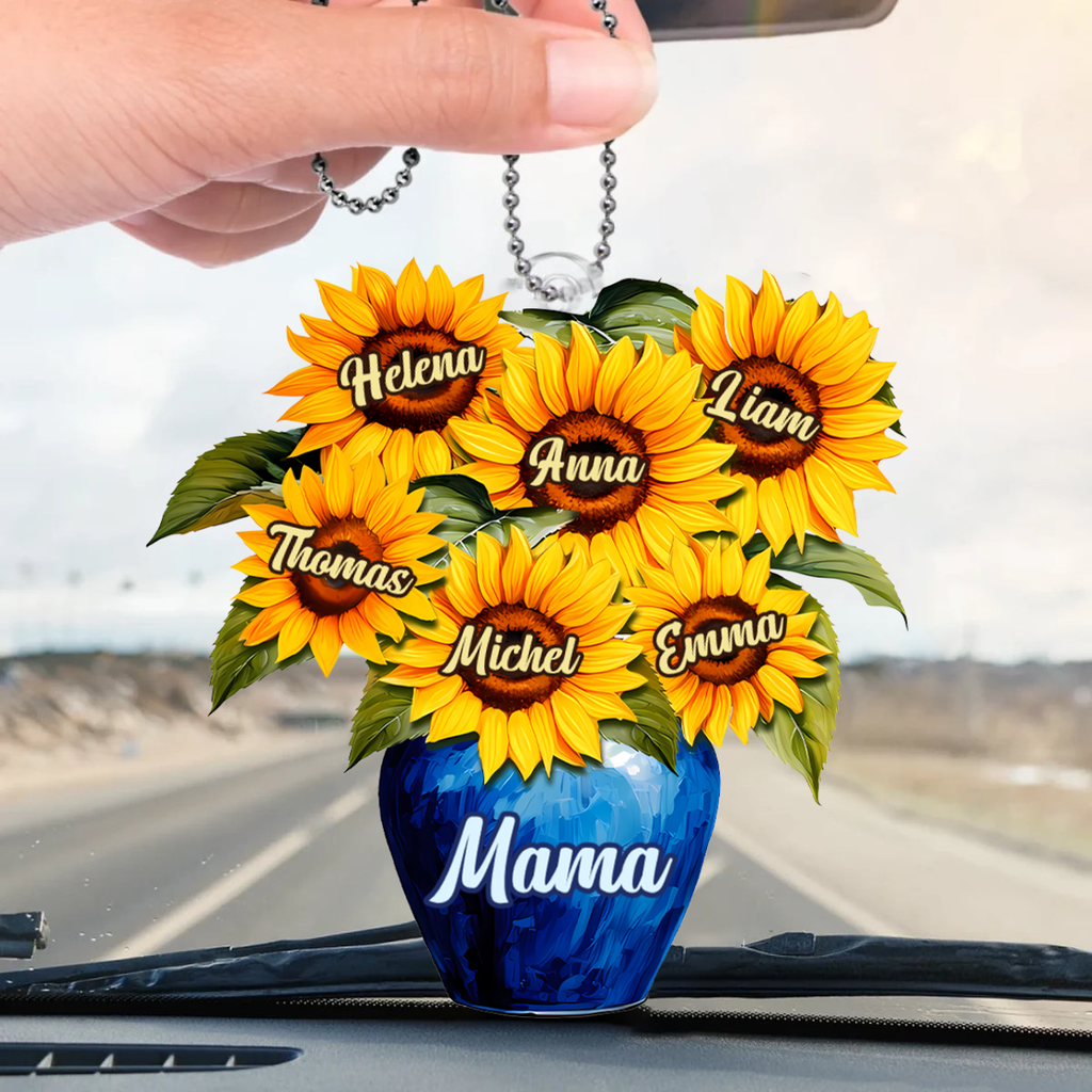 Sonnenblumen und Vase-Personalisierter Anhänger für Mama und Oma