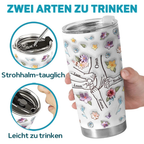 Hand in Hand-Personalisiertes Thermobecher mit Blumenmotiv Geschenk für Oma und Mama