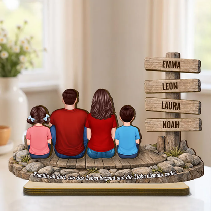 Personalisierter Holzaufsteller mit Familie und Text