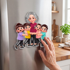 "Oma und Enkelkinder" Acryl-Kühlschrankmagnet mit Figuren und Namen