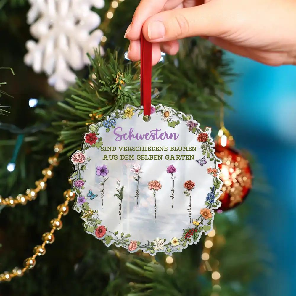 Personalisierter Acrylanhänger mit Geburtsblumen Christbaumschmuck für beste Freundin und Schwester
