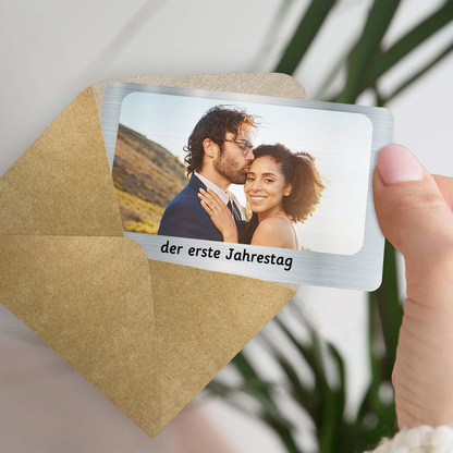 Personalisierte Aluminium-Brieftasche-Karte mit Foto und Text Geschenk für Papa und Mann