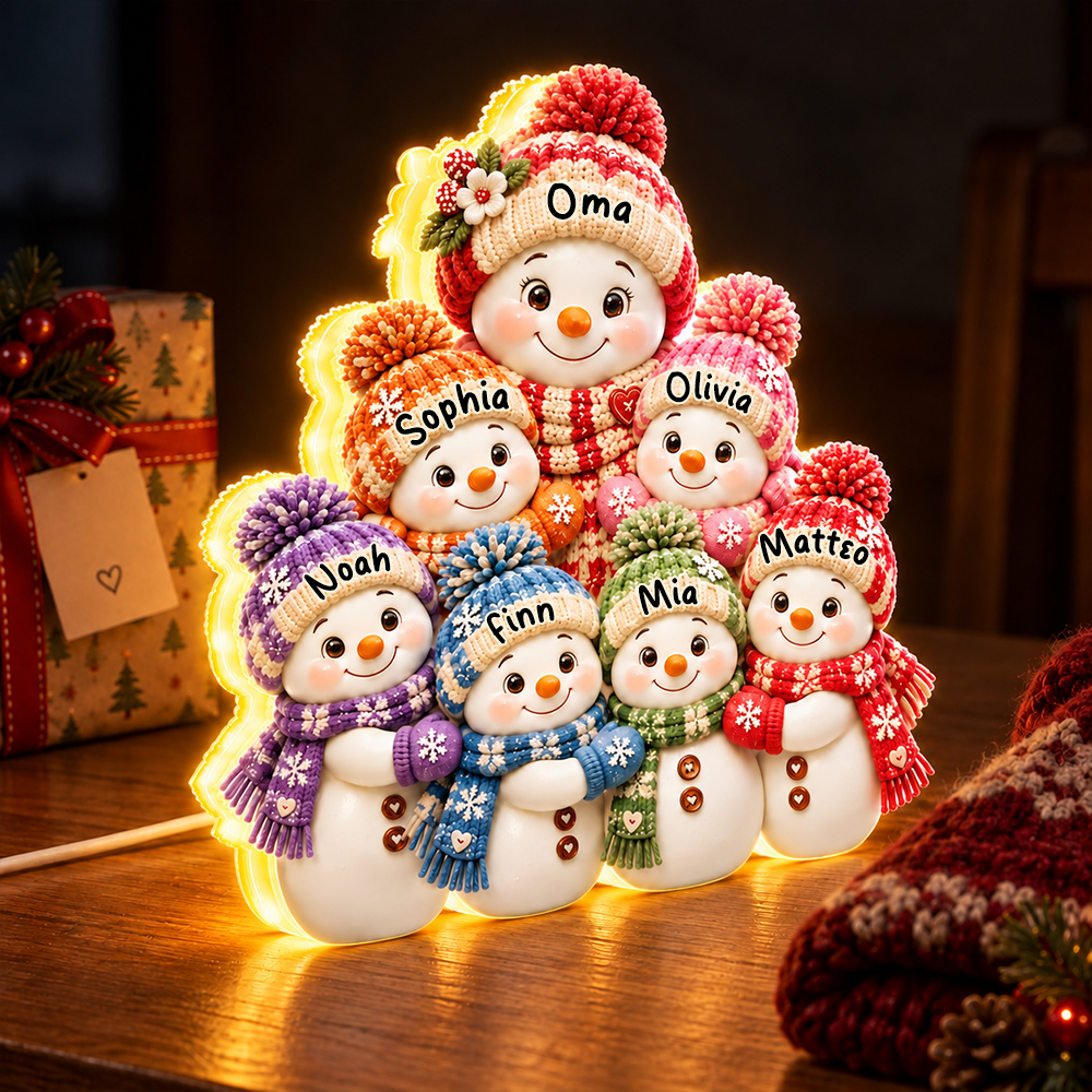 Personalisiertes LED-Nachtlicht für Oma – Schneemann-Motiv mit Namen