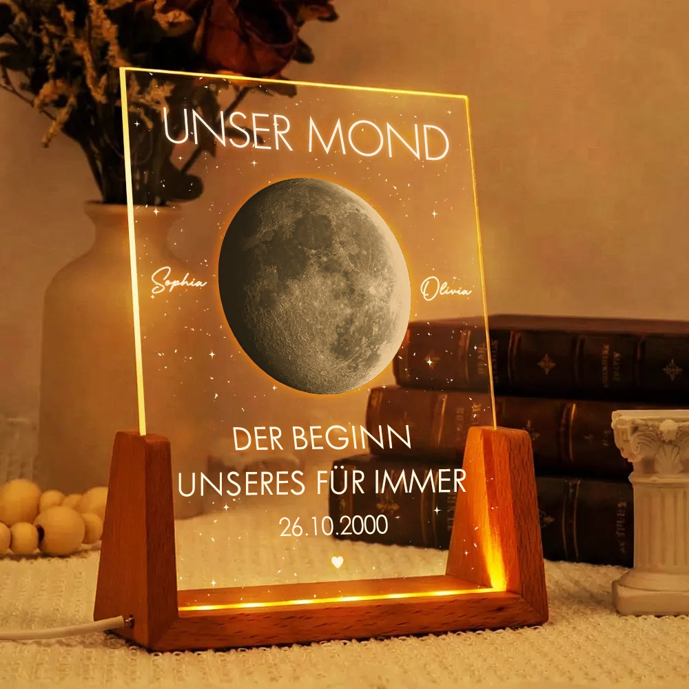 Personalisiertes LED-Nachtlicht mit Mondphase für Paare