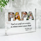PAPA-Acrylblock mit Fotos,Text und Name Geschenk für Vater