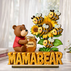 Mamabär-Personalisierter Holzaufsteller mit Bienen Geschenk für Mama
