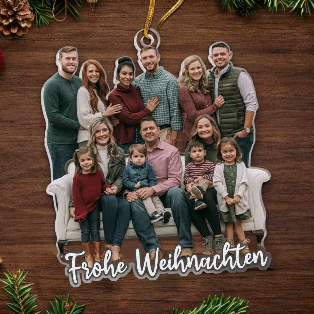 Personalisierter Acrylanhänger mit Foto und Text Christbaumschmuck für Familie