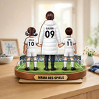 Mama und Kinder mit Fußballmotiv Personalisierter Holzaufsteller