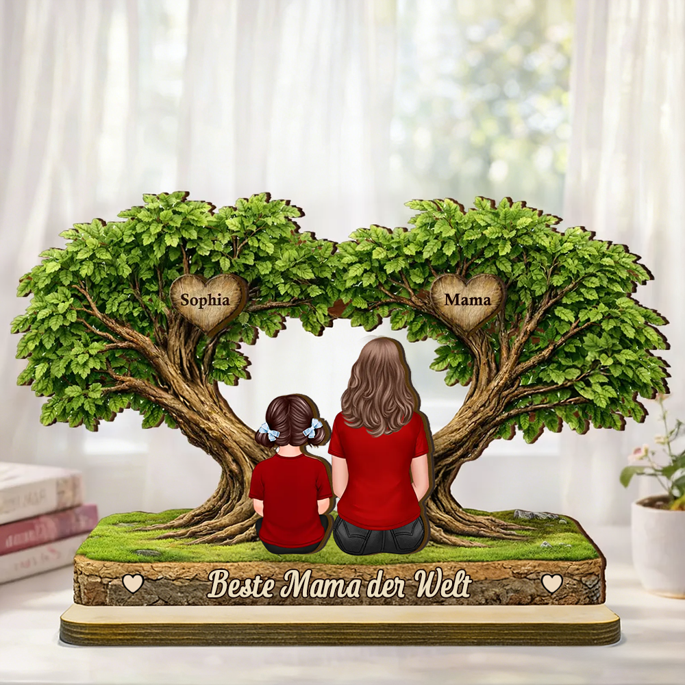 Mama und Kinder-Personalisierter Holzaufsteller mit Figuren Geschenk für Mama und Oma