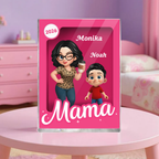 Frau und Kinder-Personalisierter Acrylblock mit eine Frau und 1-5 Kinder Geschenk für Mama und Oma