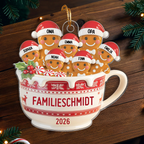 Personalisierter Acryl-Weihnachtsanhänger – Lebkuchenfamilie mit Namen