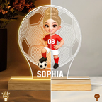 Fußballkind -  Personalisiertes LED-Nachtlicht mit Figur und Name Geschenk für Tochter und Sohn