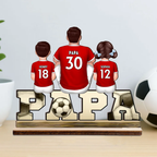 PAPA-Holzaufsteller mit Fußball 1-4 Kinder personalisiert Geschenk für Vater