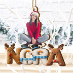 Personalisierter Holz-Weihnachtsanhänger mit Foto und Name