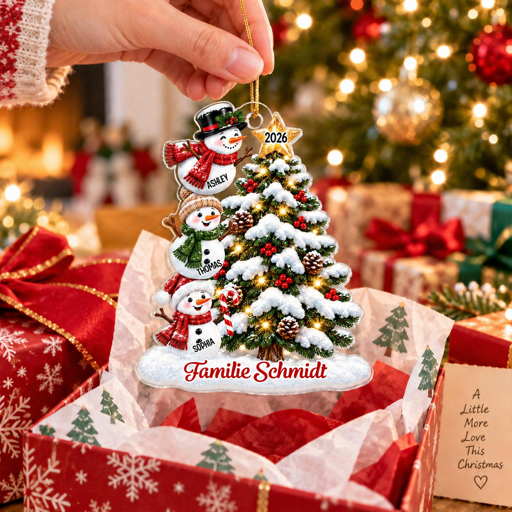Personalisierter Acryl-Weihnachtsanhänger – Schneemann-Motiv