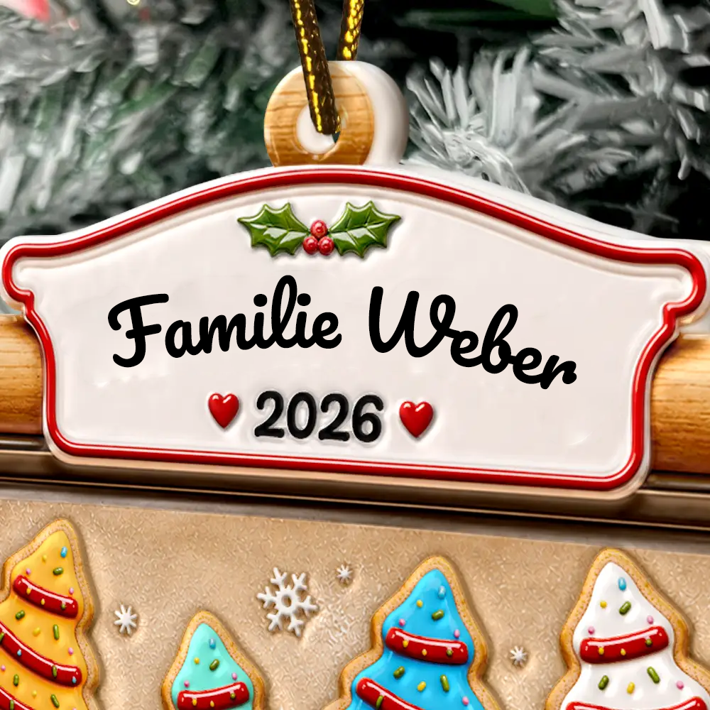 Personalisierter Acryl-Weihnachtsanhänger mit Namen & Text – Lebkuchen-Motiv