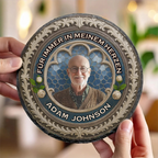 Personalisierte Schieferplatte mit Foto, Text und Name Trauergeschenk