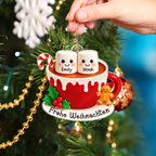 Personalisierter Acryl-Weihnachtsanhänger mit Namen & Text – Marshmallow-Motiv für die Familie