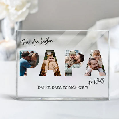 Für den besten Papa der Welt-Acrylblock mit Fotos und Text Geschenk für Vater
