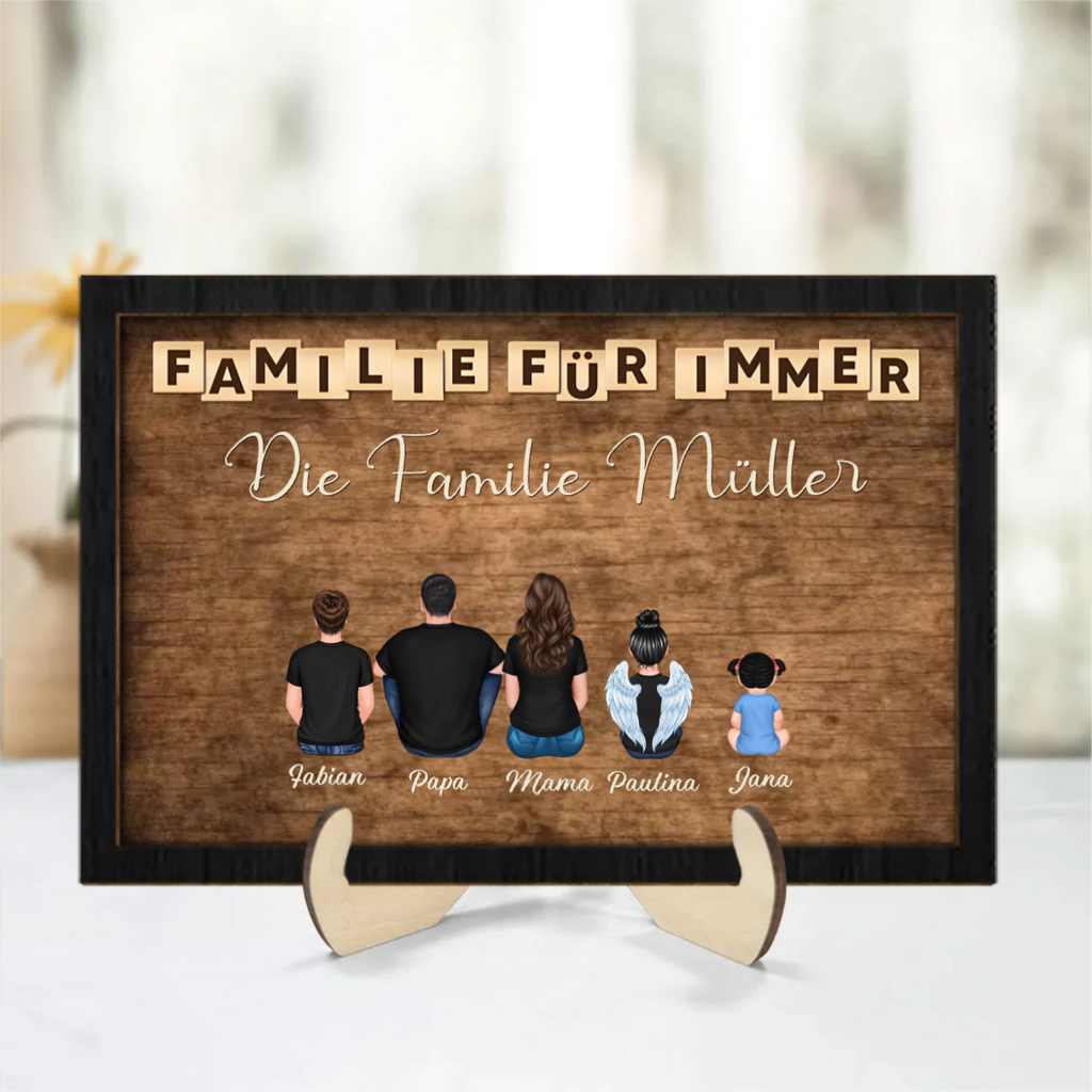 Personalisierter Holzaufsteller mit Familien Geschenk für Papa, Mama, Opa und Oma