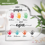 Acrylherz Zuerst Papa/Mama Jetzt Opa/Oma mit Handabdruck