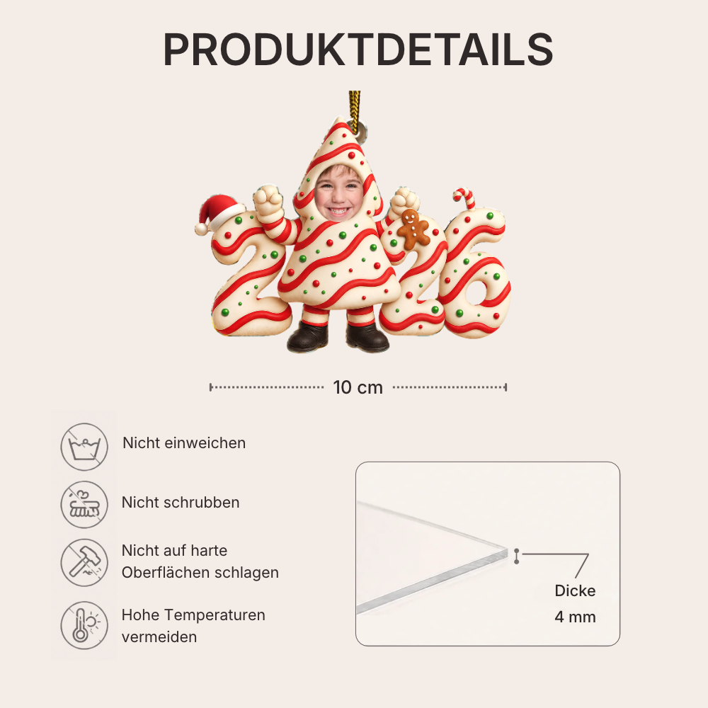 2025 Baby Personalisierter Acrylanhänger mit Foto Weihnachtsgeschenk
