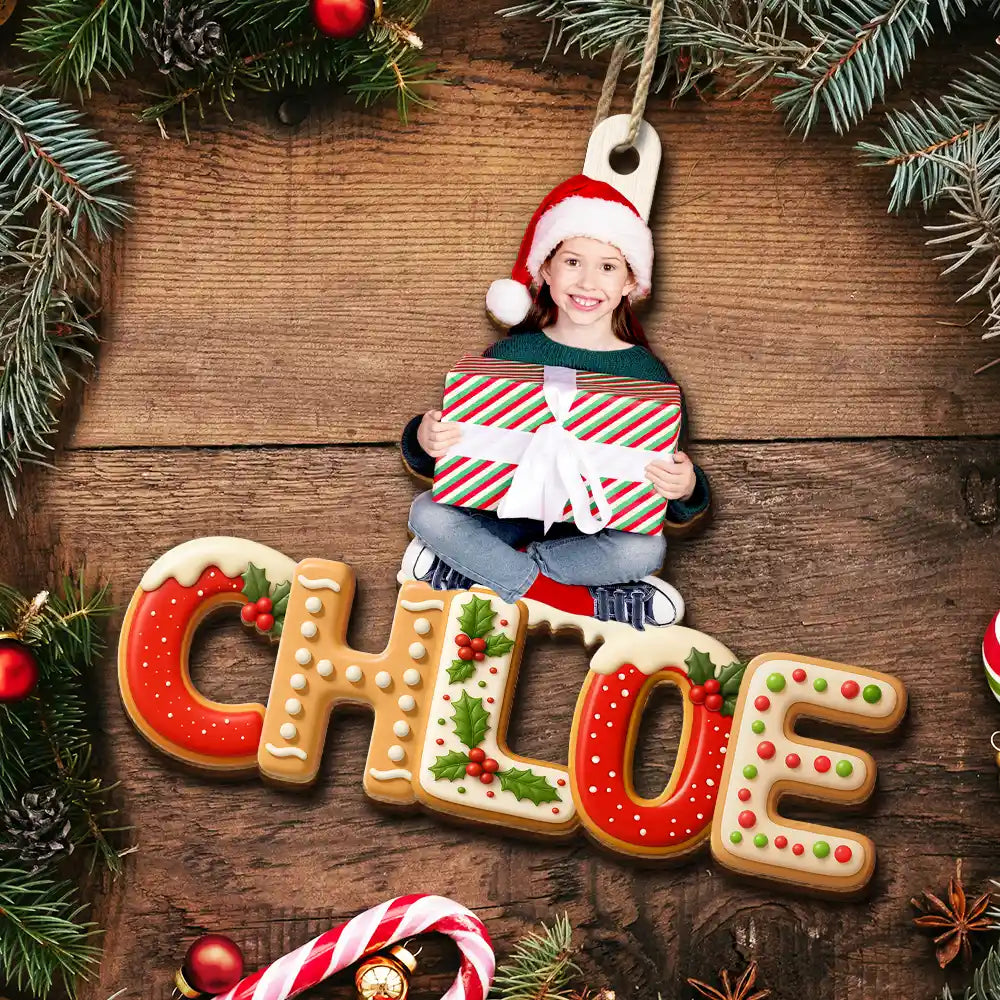 Personalisierter Holz-Weihnachtsanhänger mit Foto und Name