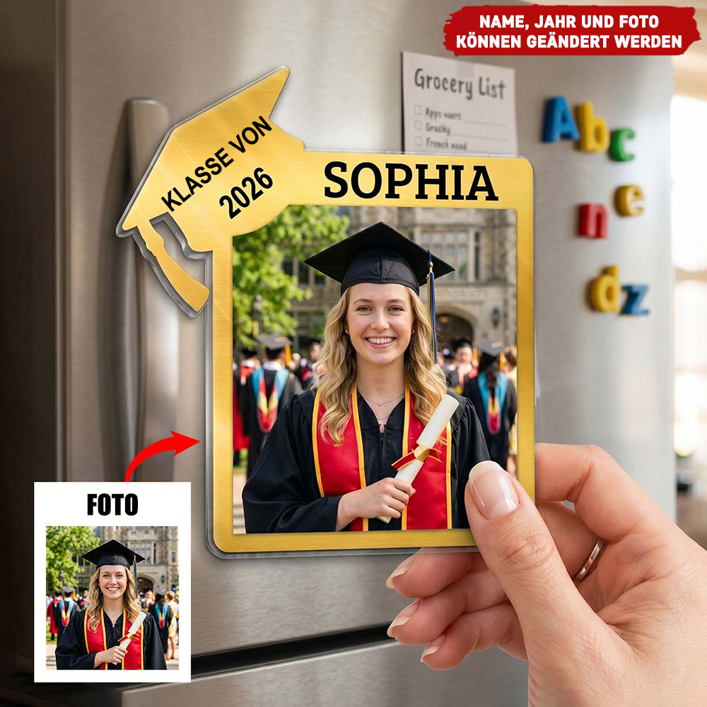 Acryl-Kühlschrankmagnet  mit Foto Abschlussgeschenk für Tochter und Sohn