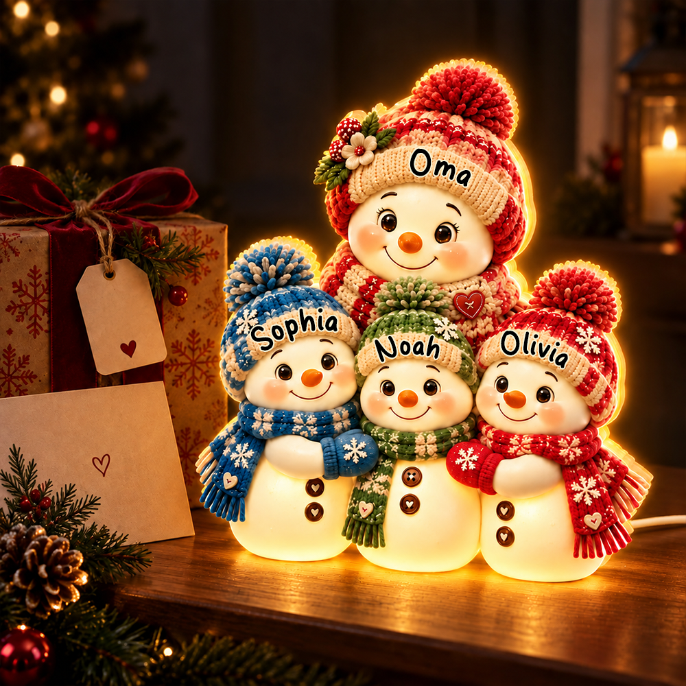 Personalisiertes LED-Nachtlicht für Oma – Schneemann-Motiv mit Namen