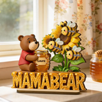 Mamabär-Personalisierter Holzaufsteller mit Bienen Geschenk für Mama