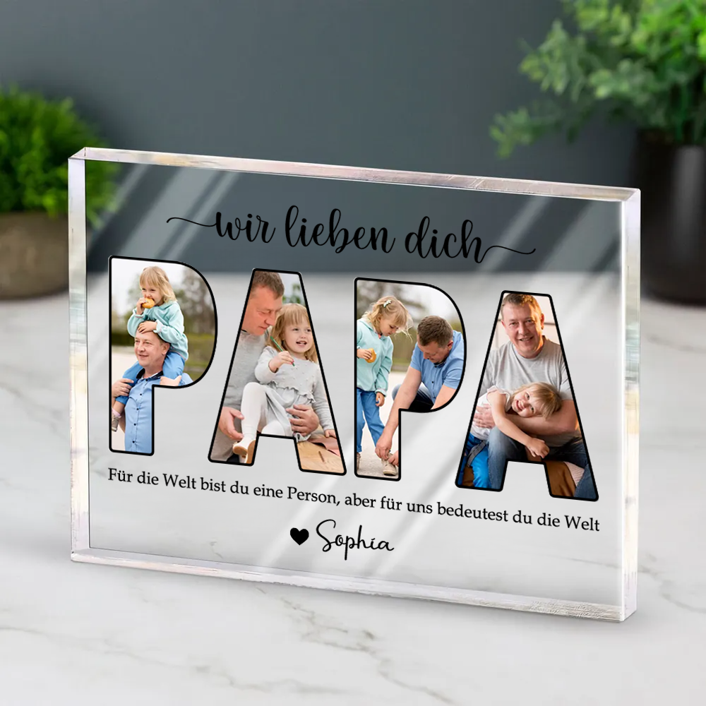 PAPA Acrylblock mit Fotos, Text und Namen