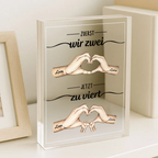 Zuerst wir zwei, Jetzt zu viert...Personalisierter Acrylblock mit Hand-in-Hand-Motiv Geschenk für Mann und Frau