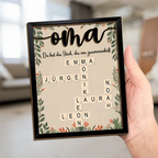 Personalisierte Holztafel mit Kreuzworträtsel Geschenk für Oma und Opa