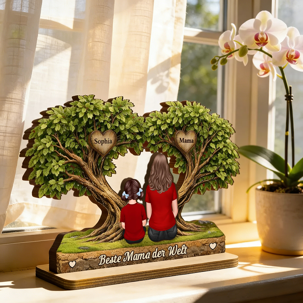 Mama und Kinder-Personalisierter Holzaufsteller mit Figuren Geschenk für Mama und Oma