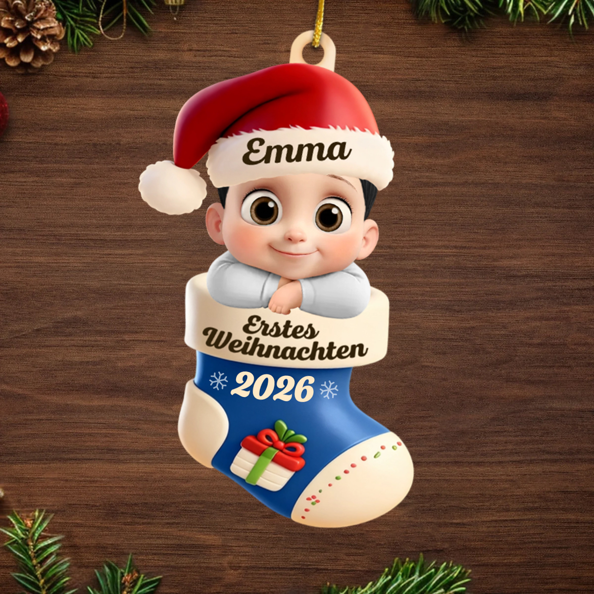 Erstes Weihnachten 2025 - Acrylanhänger Weihnachtsanhänger mit Baby