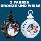 Schneemann und Herzen – Personalisierbares Kerzenlicht-Laternenornament