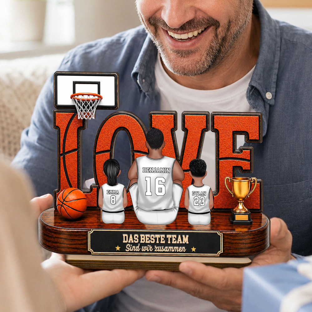 Basketballfamilie - Personalisierter Holzaufsteller für Vater