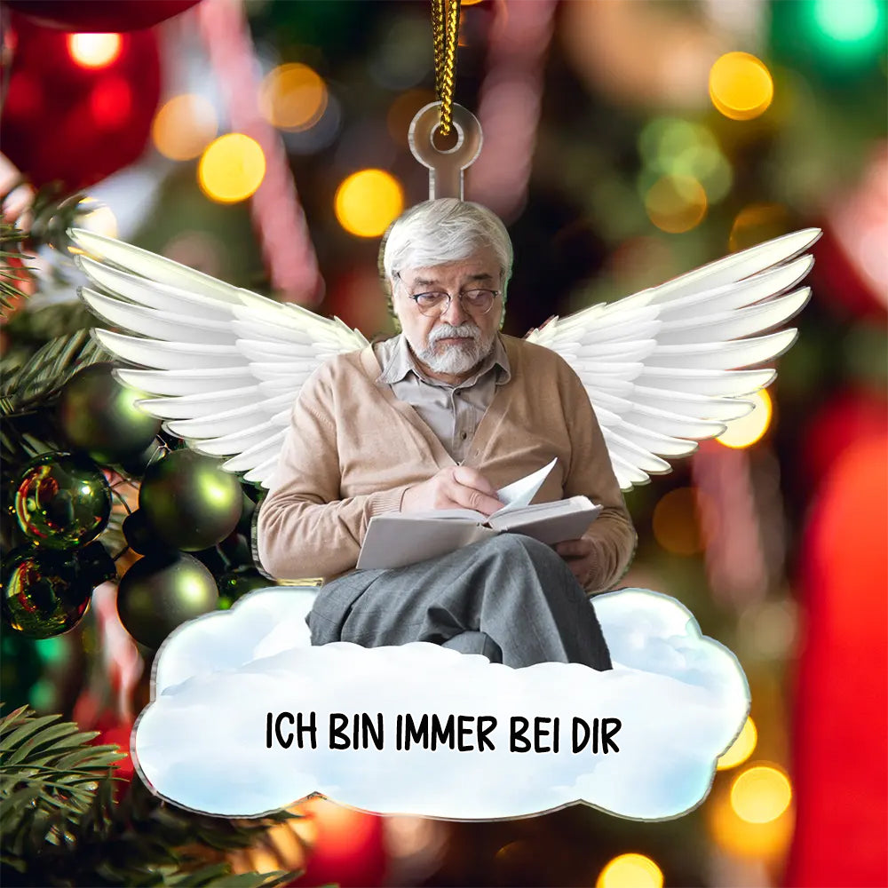 Acryl-Foto-Ornament mit Engelsflügel Christbaumschmuck zur Trauer