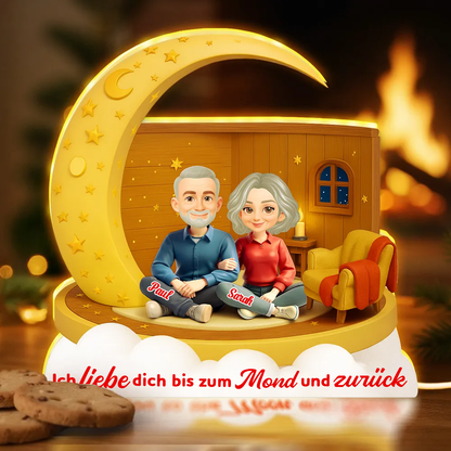 Paar unter dem Mond - Personalisierte LED-Lichtbox Geschenk für Paar