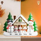 Personalisierte Lichtbox mit Schneemanfamilie Weihnachtsdekoration für Eltern, Oma, Opa und Kinder