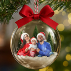 Personalisierte 3D-Acrylkugel – Weihnachtsanhänger mit Foto
